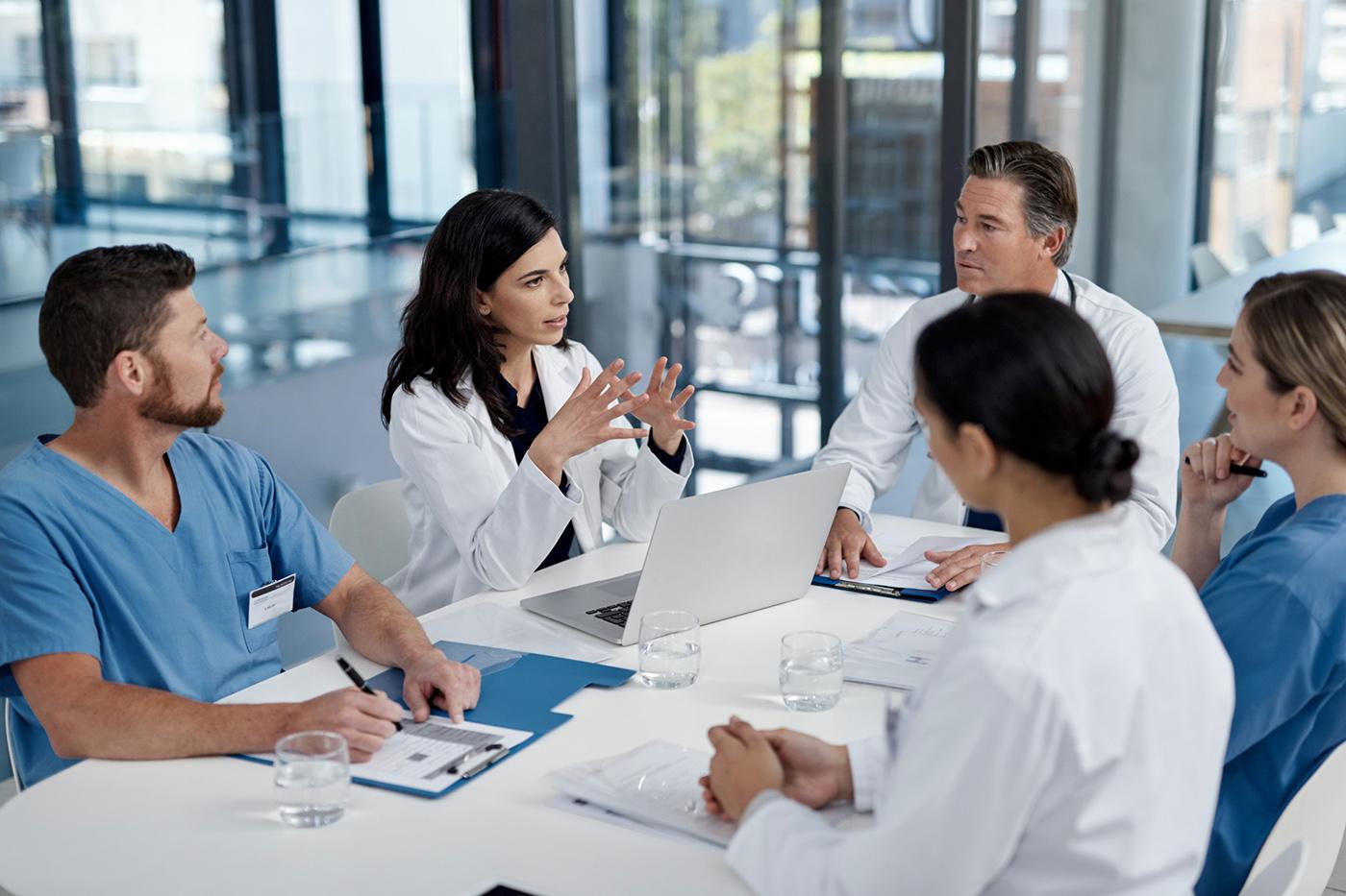 Healthcare team at a conference table